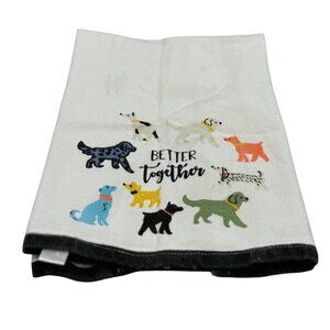 Dog-Themed Cotton Kitchen Towel With "Better Together" Print 23x16" white READ